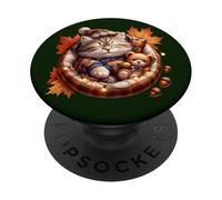 Cute Fall Cat Graphic For Cat Grandma and Autumn Kitten Mom PopSockets PopGrip Adhesivo