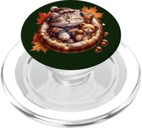 Cute Fall Cat Graphic For Cat Grandma and Autumn Kitten Mom PopSockets PopGrip para MagSafe