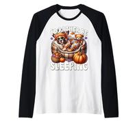 Cute Fall Frenchie For Cozy Season ID Rather Be Sleeping Camiseta Manga Raglan