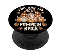 Cute Fall GNOME For Thanksgiving You Had Me At Pumpkin Spice PopSockets PopGrip Adhesivo