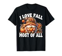 Cute Fall Pumpkin GNOME For Women I Love Fall Most of All Camiseta