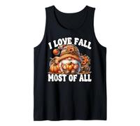 Cute Fall Pumpkin GNOME For Women I Love Fall Most of All Camiseta sin Mangas