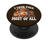 Cute Fall Pumpkin GNOME For Women I Love Fall Most of All PopSockets PopGrip Adhesivo