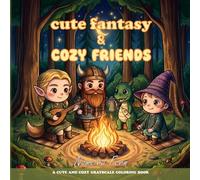 Cute Fantasy and Cozy Friends: A Cute and Cozy Grayscale Coloring Book: Whimsical Witches, Elves & Vampires for Adults and Teens, Stress Relief and Relaxation