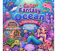 Cute Fantasy Ocean Coloring Book: Cute Fantasy Sea Creatures, Mermaids, Cozy Ocean Shops & Relaxing Coloring Pages