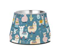 Cute Fashion Lama Animals in Various Pose Dog Raised Bowl 540ML Feeding Food Pet Bowl Stainless Steel Slip High Capacity Cat Bowl