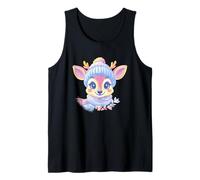 Cute Fawn Winter Woodland Retrato Gráfico Bebé Ciervo Azul Camiseta sin Mangas