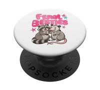 Cute Feral Besties Raccoon Opossum Art PopSockets PopGrip Adhesivo