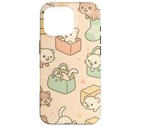 Cute Ferret Cartoon Kawaii Pastel Animal Playtime Art Carcasa para iPhone 16 Pro