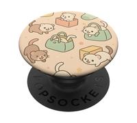 Cute Ferret Cartoon Kawaii Pastel Animal Playtime Art PopSockets PopGrip Adhesivo