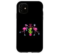 Cute Flamingo Around Christmas Tree Lights Graphic Designs Carcasa para iPhone 11
