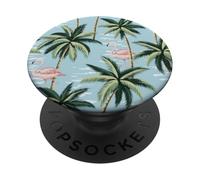 Cute Flamingos and Palms PopSockets PopGrip Adhesivo