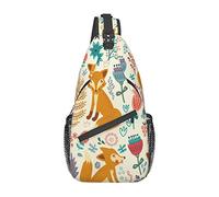 Cute Floral Animal Pattern HD Japanese Red Carp Fish Sling Bag, Mochila de Hombro Paquete de Cofre Causal Crossbody Daypack para Mujeres Hombres Senderismo Viajes