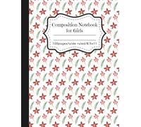 Cute Floral Composition Notebook for Girls Aesthetic Girly Pretty Pink flowers Wide Ruled Journal for Women, Teen Girls, Writing, and Back to School 100 Pages, 8.5 x 11 in