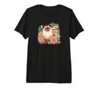Cute Floral Flowers Kitty Kitten Balinese Cat Lover Camiseta Premium