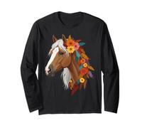 Cute Floral Wild Horse Country Love Horse Riding Women Girls Manga Larga