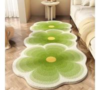 Cute Flower Bath Mat, Flower Pattern Non-Slip Washable Rugs Floor Mat, Bathroom Rugs Non Slip Washable High Absorbent Easy to Clean (Style 2-Green)