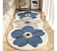 Cute Flower Bath Mat, Flower Pattern Non-Slip Washable Rugs Floor Mat, Bathroom Rugs Non Slip Washable High Absorbent Easy to Clean (Style 1-Blue)