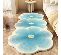 Cute Flower Bath Mat, Flower Pattern Non-Slip Washable Rugs Floor Mat, Bathroom Rugs Non Slip Washable High Absorbent Easy to Clean (Style 2-Blue)