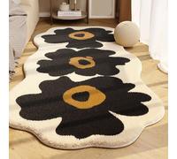 Cute Flower Bath Mat, Flower Pattern Non-Slip Washable Rugs Floor Mat, Bathroom Rugs Non Slip Washable High Absorbent Easy to Clean (Style 3-Brown)