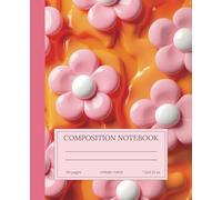 Cute Flower Composition Notebook - 110 Pages, College-Ruled: Aesthetic Floral Notebook with a Playful Glossy Pink and Orange Design for School, Work, and Journaling