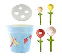 Cute Flower Measuřing Spoon Set Ceramic Blue, Baking Measuring Spoons for Kitchen Decoration, 4 Sizes For Cooking aking Needs, Perfect Gîft Fo- Baking Enthüsiasts,
