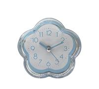 Cute Flower Shape Transparent Small Alarm Clock for Bedroom Desktop (Blue)