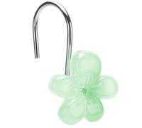 Cute Flower Shower Curtain Hooks Glow in The Dark Pretty Floral Themed Elegant Bathroom Decor Green