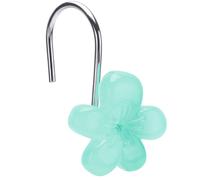 Cute Flower Shower Curtain Hooks Glow in The Dark Pretty Floral Themed Elegant Bathroom Decor Teal