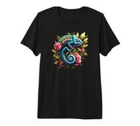 Cute Flowers Reptile Chameleon Lover Camiseta Premium