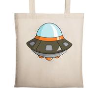 Cute Flying Saucer UFO Aliens Funny Top - Bolsa de algodón ecológico natural, color beige, beige, Talla única
