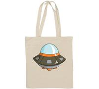 Cute Flying Saucer UFO Aliens Funny Top - Bolsa de algodón natural, color blanco