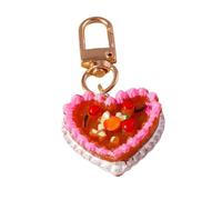 Cute Food Keychain Resin Love Heart Cake Charms Keyrings For Women Men Car Key Handbag Pendant Chains DIY Accessories para Llaves de casa y Mochilas(Gray)
