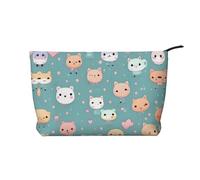 Cute Fox - Bolsa de maquillaje de pana, versátil con cremallera para uso diario y organizador de capacidad de viaje, Black, Talla única