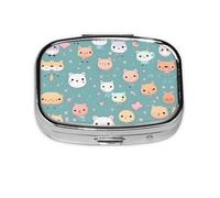 Cute Fox - Caja de almacenamiento de pastillas cuadrada de viaje, mini pastillero portátil (pastillero de 2 compartimentos), caja de almacenamiento de medicamentos y vitaminas