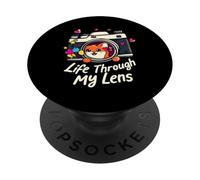 Cute Fox Camera Lens Photography - Life Through My Lens PopSockets PopGrip Adhesivo