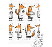 Cute Fox Coffee Cartoon Puzzles Imposible,desafío for Adults Juego Educativo 1000 Piezas Obra De Arte De Juego De para Adultos Y Niños A Partir De 12 Años 38x26cm/1000pcs