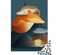 Cute Fox Family Art Print Rompecabezas Imposible,desafío para Adultos Juego Educativo 1000 Piezas Obra De Arte De Juego De para Adultos Y Niños 70x50cm/1000pcs