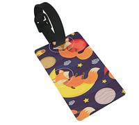 Cute Fox in SpaceCrystal Rhinestone Diamond Arts Craft para la decoración de la pared del hogar 2 piezas Etiquetas de equipaje, cubierta de privacidad ID Label Loop y tarjeta de dirección para malet