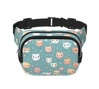 Cute Fox - Riñonera cuadrada de doble capa para actividades al aire libre como deportes, viajes, senderismo, ciclismo, Black, Talla única