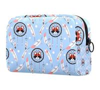 Cute Fox with Dreamcather Feather - Neceser para mujer, neceser de viaje, bolsa organizadora de maquillaje grande con cremallera, multicolor, 18.5x7.5x13cm/7.3x3x5.1in, Neceser
