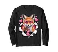 Cute Fox with Hearts and Chocolate Valentine Manga Larga