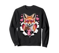 Cute Fox with Hearts and Chocolate Valentine Sudadera