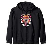 Cute Fox with Hearts and Chocolate Valentine Sudadera con Capucha