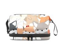 Cute Foxes Baby - Neceser de doble capa para mujeres y niñas, neceser de viaje, bolsa organizadora de maquillaje con compartimento para cepillos, multicolor, 27x15x14 cm/10.6x5.9x5.5 in, Neceser