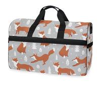 Cute Foxes - Bolsa de viaje con diseño de árboles de invierno para hombres, mujeres, niños, niñas, adolescentes, bolsa de gimnasio deportiva de gran tamaño con compartimento para zapatos, bolsa de