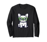 Cute French Bulldog Graphic with Glasses Pop Art Frenchie Manga Larga