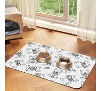 Cute French Bulldog Pattern,Waterproof Pet Feeding Mat,PU Leather Placemats for Cat Dog Water Bowl,Food Mats,30x45cm