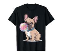 Cute French Bulldog with Blowing Bubble Cartoon Lover Women Camiseta