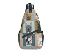 Cute French Bulldogs Sling Backpack Chest Crossbody Bag Casual Daypack para Hombres y Mujeres